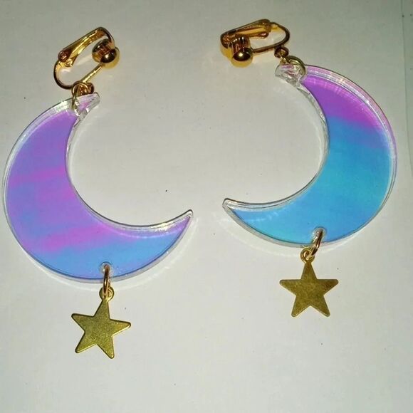 Moon and star clip ons - Picture 1 of 4